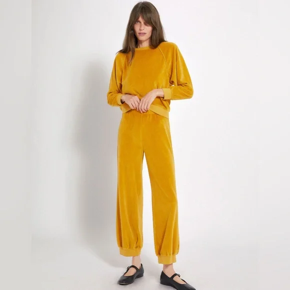 Suzie kondi high waist harem pants in velour mustard - Picture 16 of 16